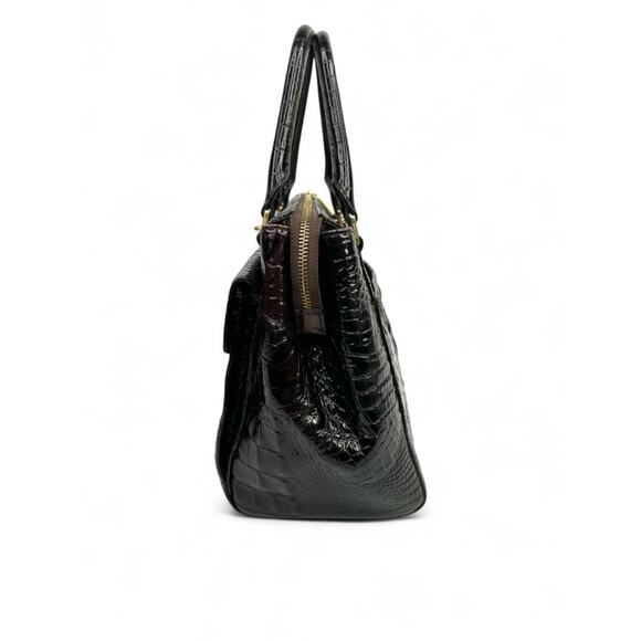 Brahmin Malia Satchel In Cocoa Melbourne Crocodile Embossed Leather - Picture 6 of 16